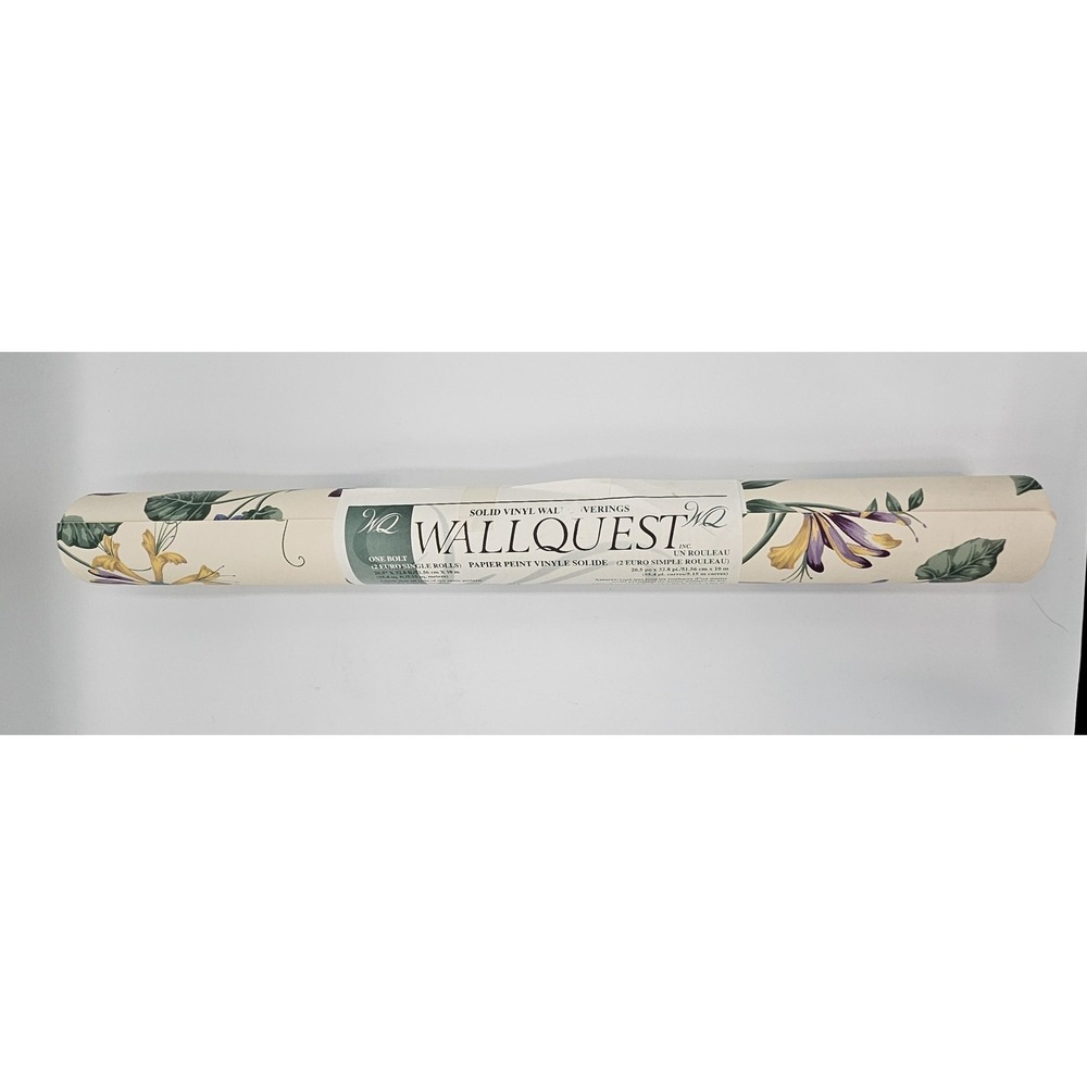 Vintage Wallquest Wallpaper Roll NS31307 Floral Vinyl Wallcovering Purple Yellow